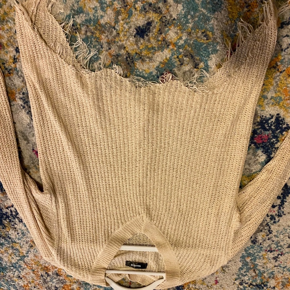 Venti6 Tan Distressed Sweater